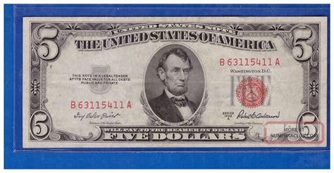25 sold. . Red seal 5 dollar bill